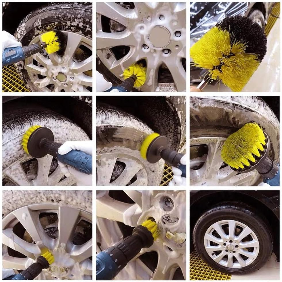 3Pcs/Set 2in 3.5in 4in Nylon Brush Hair Drill Cleaning Brush Cleaner, Power Scrub Brushes for Cleaning Bathroom Tile Bathtub Shower Pool Grout Car Floor Carpet