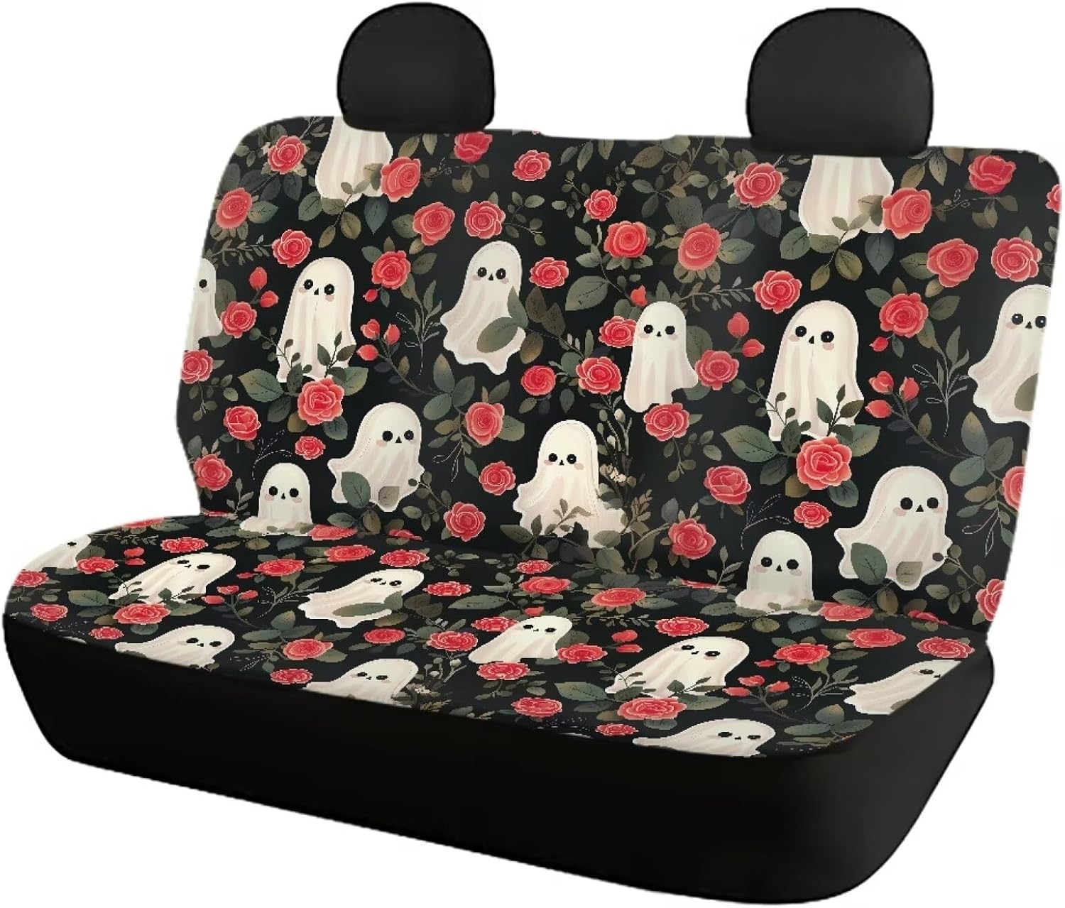 Rose Ghost Car Seat Cover Full Set Patriotic Automotive Seat Cover Set for Front and Back Seat 4th of JUY Car Interior Accessories