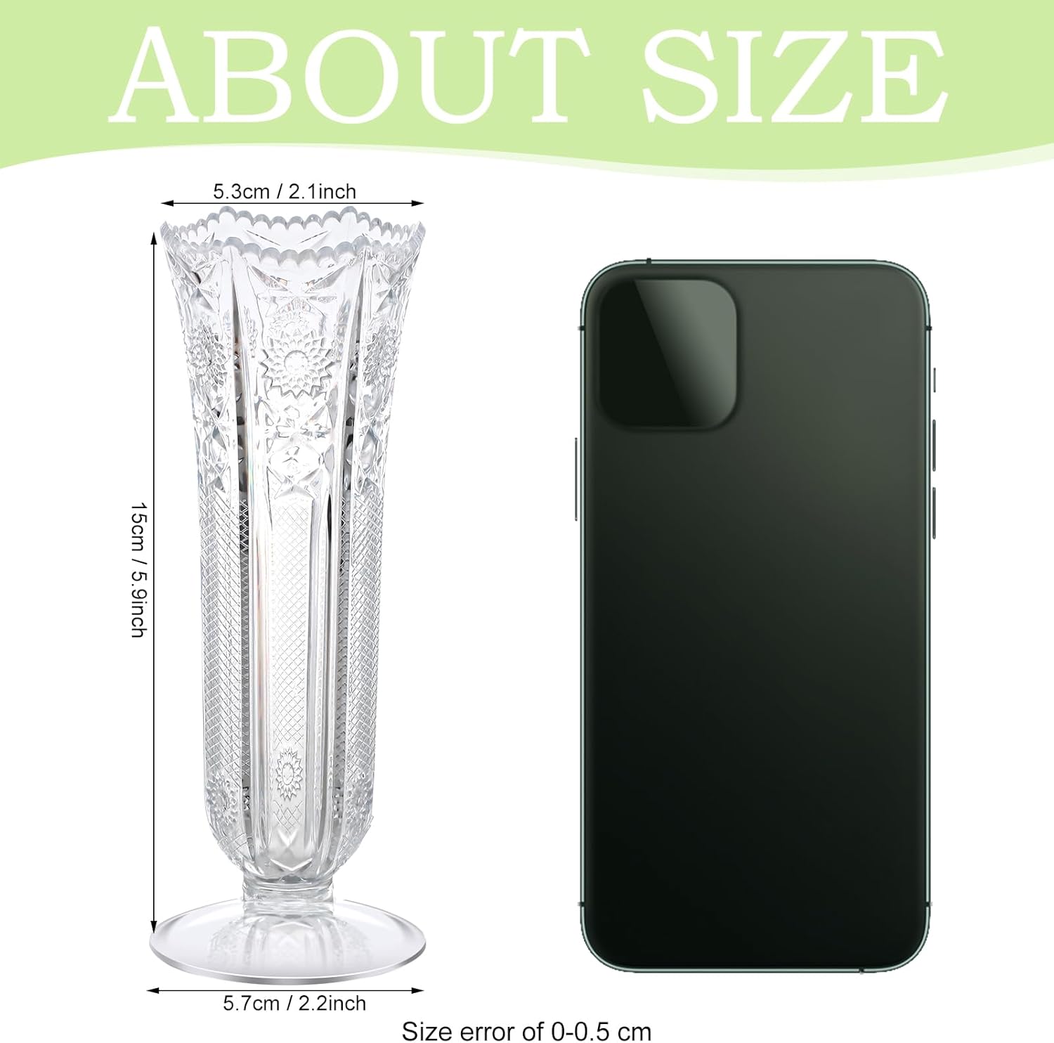 Zhehao 48 Pcs 6 Inch Plastic Flower Vases Bulk for Flowers, Plastic Bud Vase for Centerpieces Clear Small Container Wedding Break Resistant Table Decorations Vintage Look Home Table Decor Party Supply - Image 2