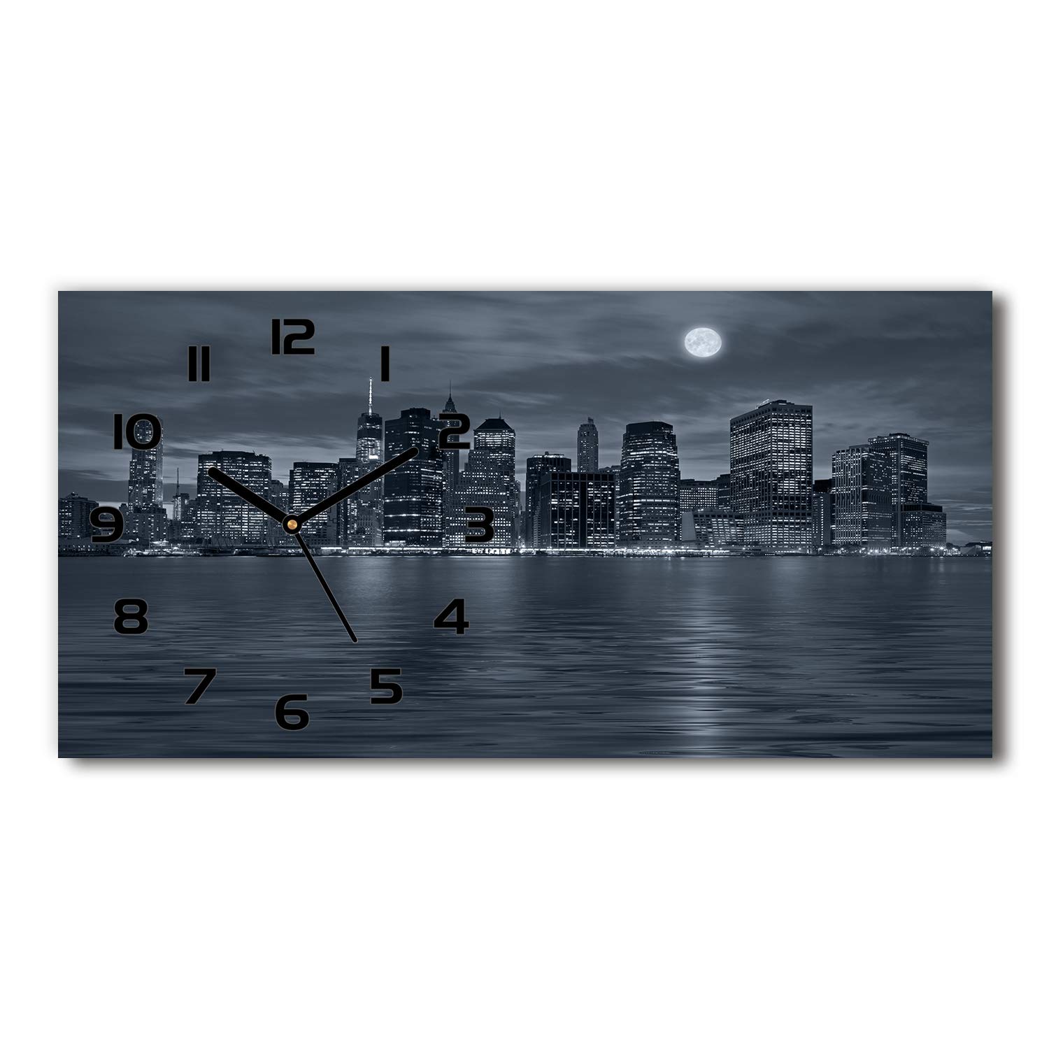 Horloge design en verre securite Tulup motif urbain noir