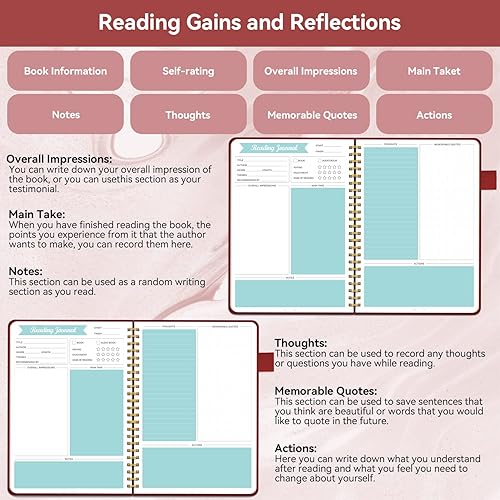 Miniatura 9 de Diarios de lectura para amantes de los libros, diario de lectura de libros para que los lectores revisen y rastreen tu lectura, diario y