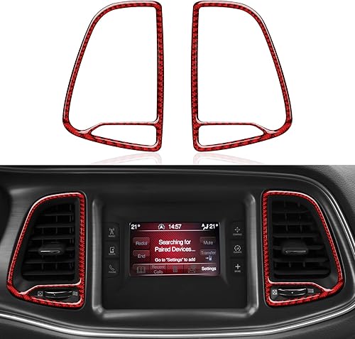 Miniatura 1 de BRMYL Calcomanías de salida de aire para consola central de automóvil, accesorios para Dodge Challenger 2015-2023, calcomanías de fibra de carbono
