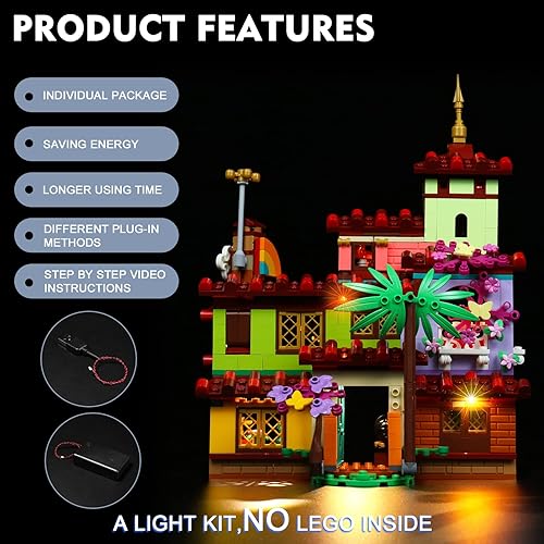 Miniatura 10 de BrickBling Luz LED compatible con Lego Encanto House 43202 Kit de construcción, iluminación Encanto House, un gran complemento compatible con Lego