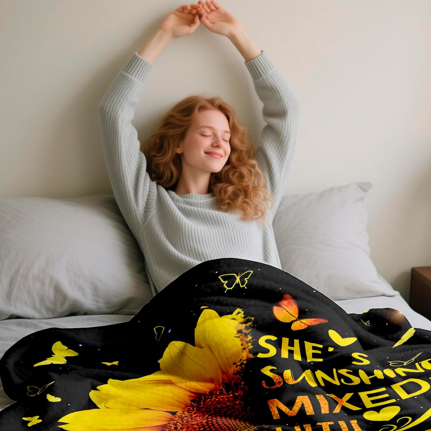 Christmas Sunflower Gifts for Women, Sunflower Gifts Blanket 60" x 50", Sunshine Gift for Women Birthday, Inspirational/Sunflowers Lovers/Get Well Soon/Baptism Gift for Girl, Best Friend, Sister, Mom - Image 3