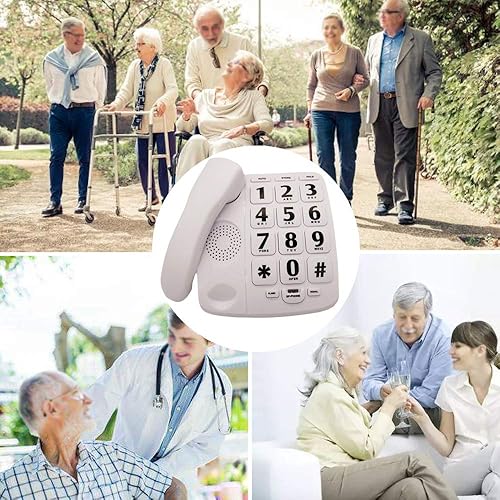 Miniatura 7 de Teléfono con botón grande para ancianos, JeKaVis J-P02 teléfonos amplificados para ayuda con discapacidad auditiva, teléfono con cable para personas