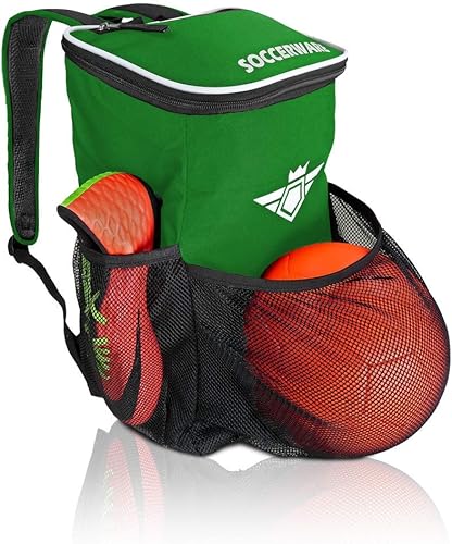 Miniatura 14 de Mochila de fútbol con compartimento para pelotas - Para niños y niñas | La bolsa se adapta a todos los equipos de fútbol y equipo de gimnasio