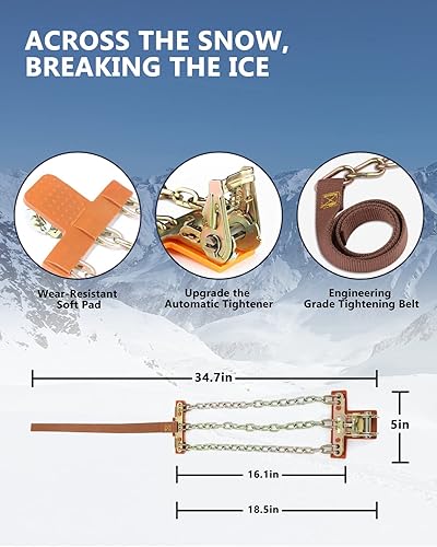 Miniatura 5 de SCITOO Cadenas de nieve de 6.496-8.465 in para automóvil, camioneta, SUV, paquete de 8 cadenas de tracción de neumáticos de instalación rápida y