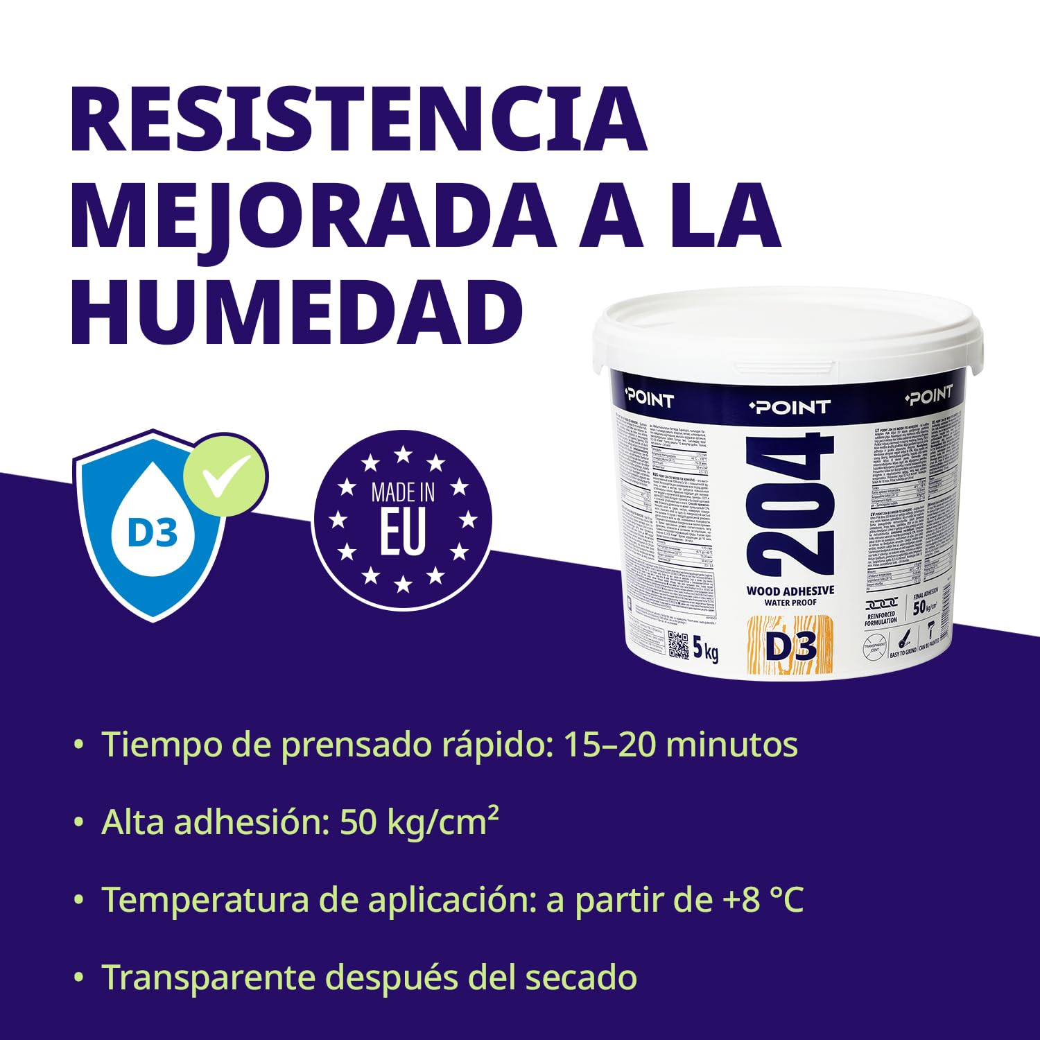 Pegamento para madera Pegamento fuerte de PVC D3 5 kg Pegamento para madera ultrafuerte resistente al agua para muebles, madera contrachapada MDF y más, secado rápido, pe