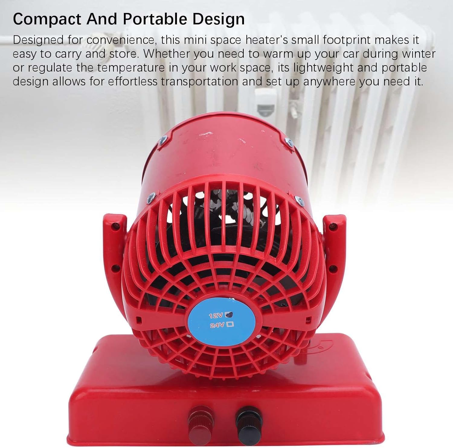 Portable Air Heater 12V 300W 2 in 1 Multifunctional Adjustable Small Heating and Cooling Fanl for Home Office Use