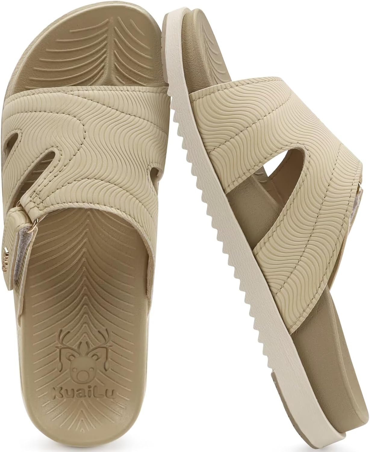 KuaiLu Womens Dressy Orthopedic Sandals Lightweight Cushion Foam Slides Sport Recovery Walking Slippers with Plantar Fasciitis Arch Support - Image 9