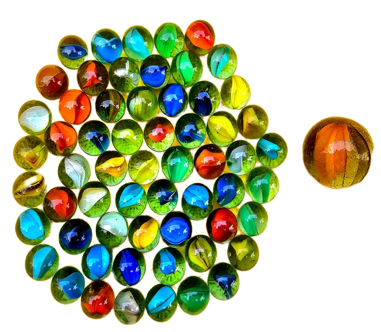 SSKR Kid's Colorful Playing Glass Marbles for Playing and Decoration - 100 Pieces + 1 Shooter Marble Inside Strategy Game-picture-19