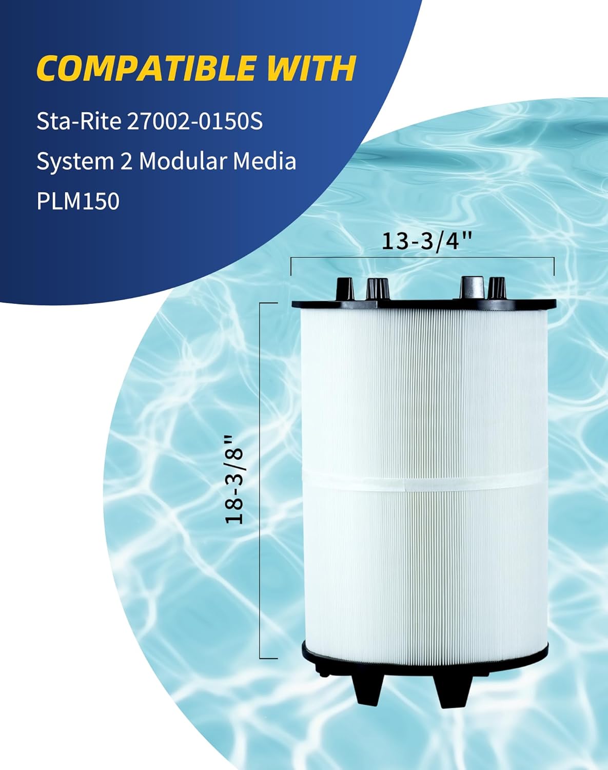 ZOTEE PLM150 Pool Filter Cartridge with Air Bleed Assembly, Replace for Sta-Rite System 2 PLM150, 27002-0150S DE Pool and Spa Filter,150 sq.ft