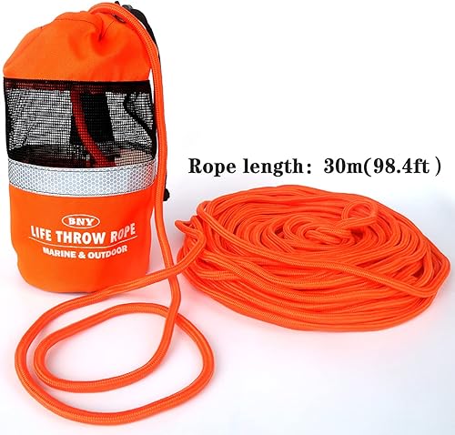 Miniatura 6 de BNY - Bolsa de tiro para rescate acuático con cuerda flotante reflectante de 98 pies, línea de lanzamiento flotante para kayak, navegación en aguas