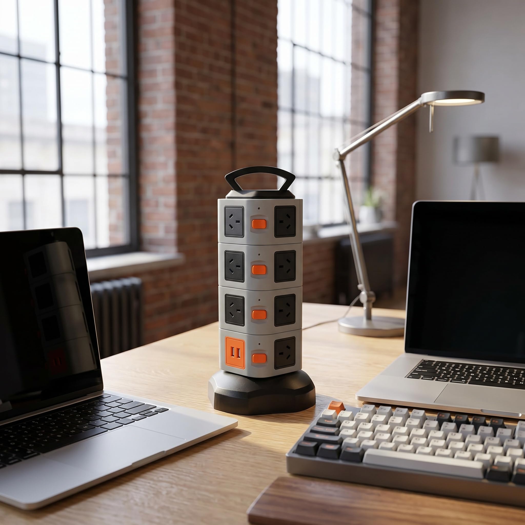 Multipresa con Protezione da Sovratensione E Porte USB - Stazione di Ricarica Multi-Dispositivo E Presa di Prolunga con Spina Americana per La Sicurezza di Casa E Ufficio.