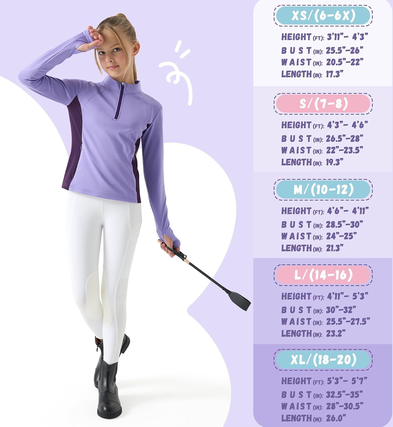 Willit Girls Fleece Long Sleeve Shirts Winter Horse Riding Jacket Half Zip Kids Sweatshirts Thermal Coat - Image 6