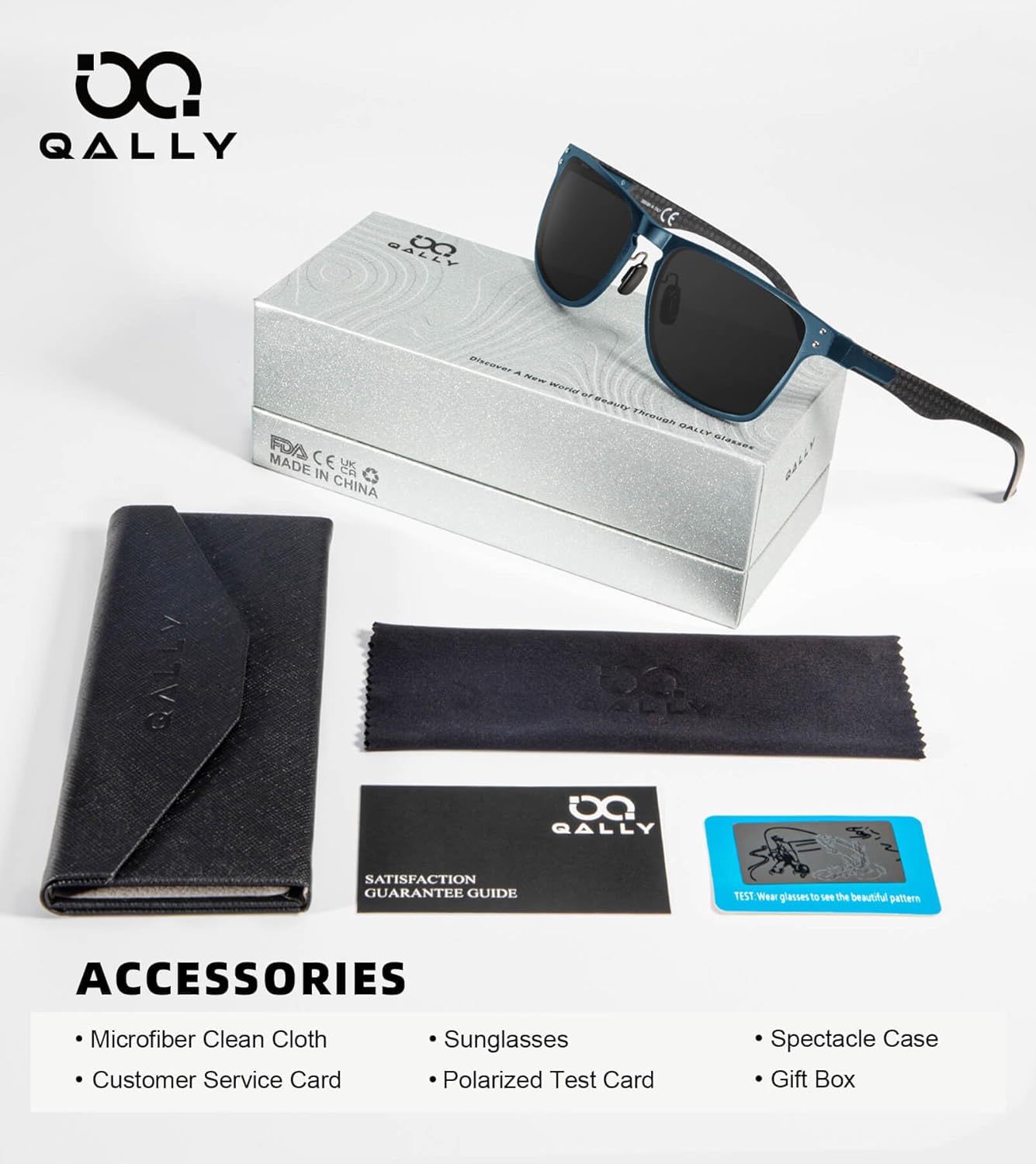 Mens Carbon Fiber Polarized Sunglasses Lightweight Rectangular Frame UV Protection Shady Sun Glasses for Driving