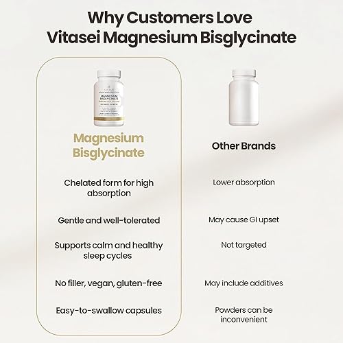 Miniatura 5 de Vitasei Bisglicinato de magnesio  Fórmula quelatada de alta absorción  2000 mg por porción (200 mg de magnesio elemental)  Suave para el estómago