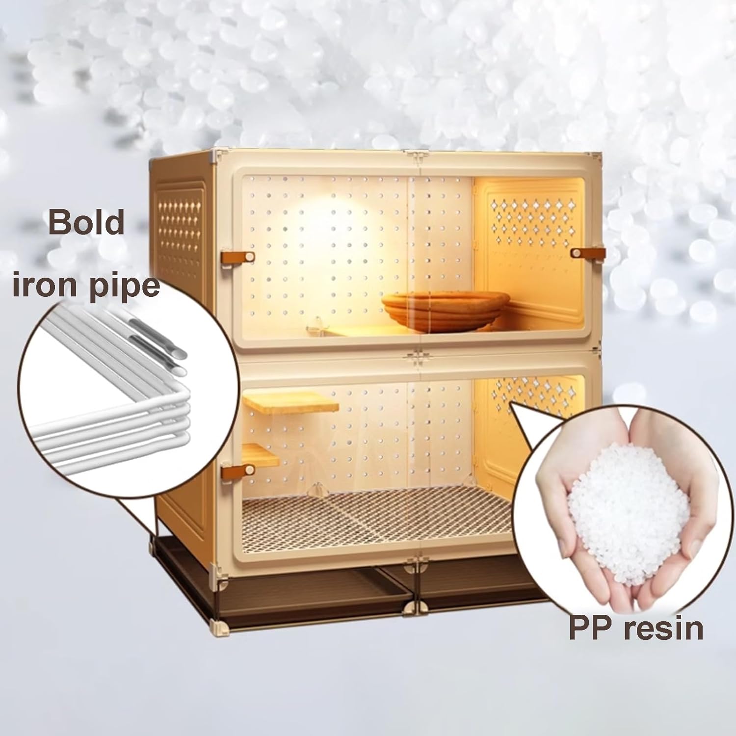 Cat Cage, Cat House, Catio Indoor Cat Enclosure, Enclosed Cat Playpen Escape-Proof with Pull-Out Tray for Ferret, Chinchilla, Rabbit, Small Animals(White,70x45x80cm)