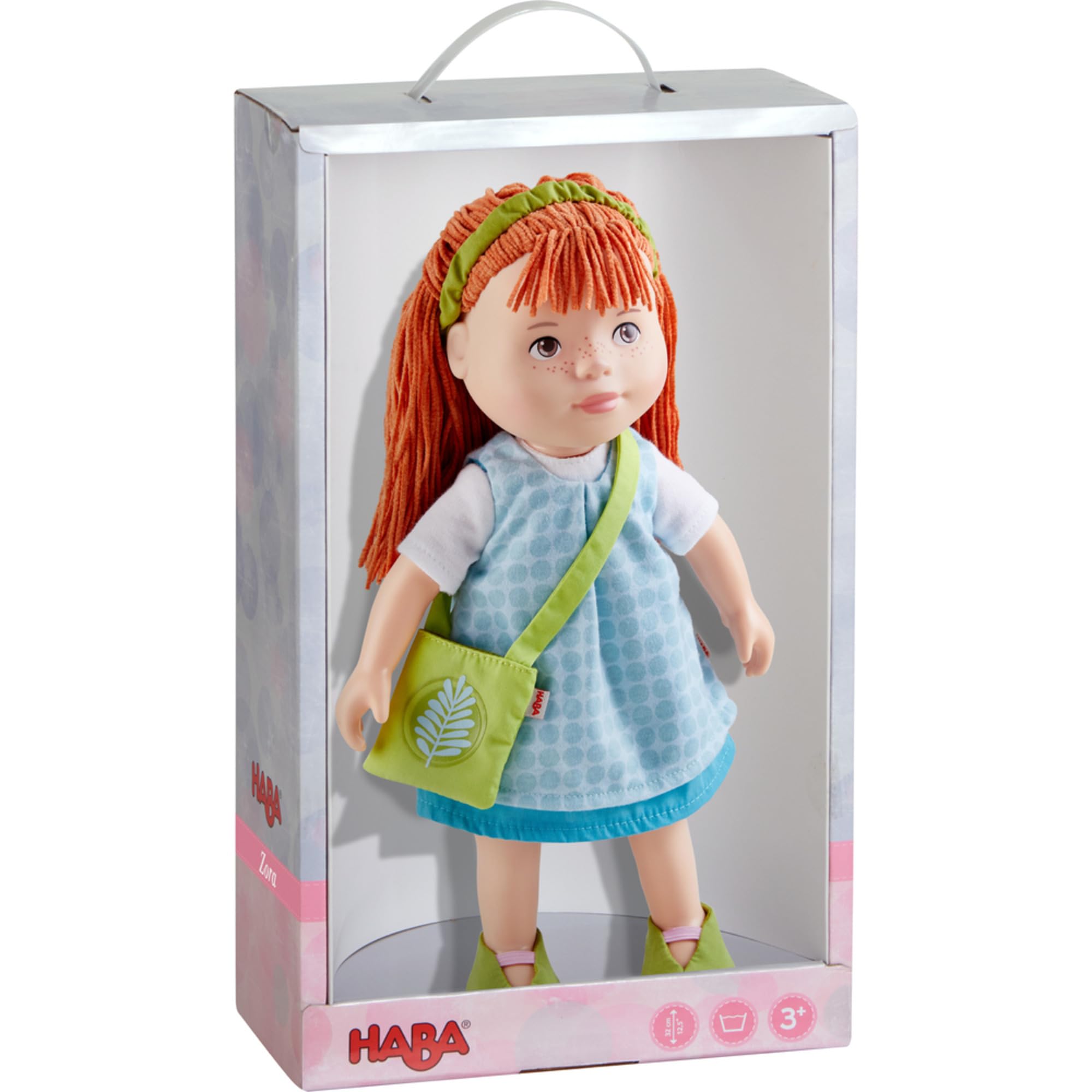 Haba 305973 - lalka do zabawy Zora z miękkim ciałem, kończynami i głową z winylu, 32 cm, lalka do zabawy