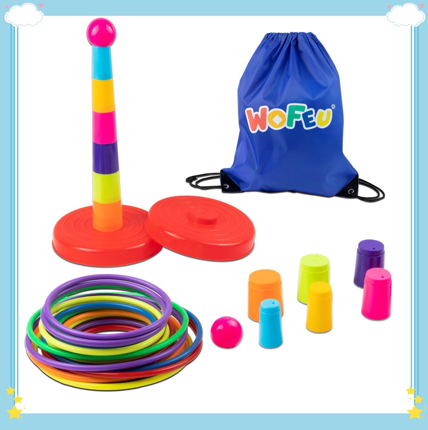 Ring Toss Game for Kids with 18 Throwing Rings and Travel Bag, Colorful Tossing and Active Play Set,Garden Games Outdoor Play Equipment for Children,Quick Setup for Indoor and Outdoor Use — view 6