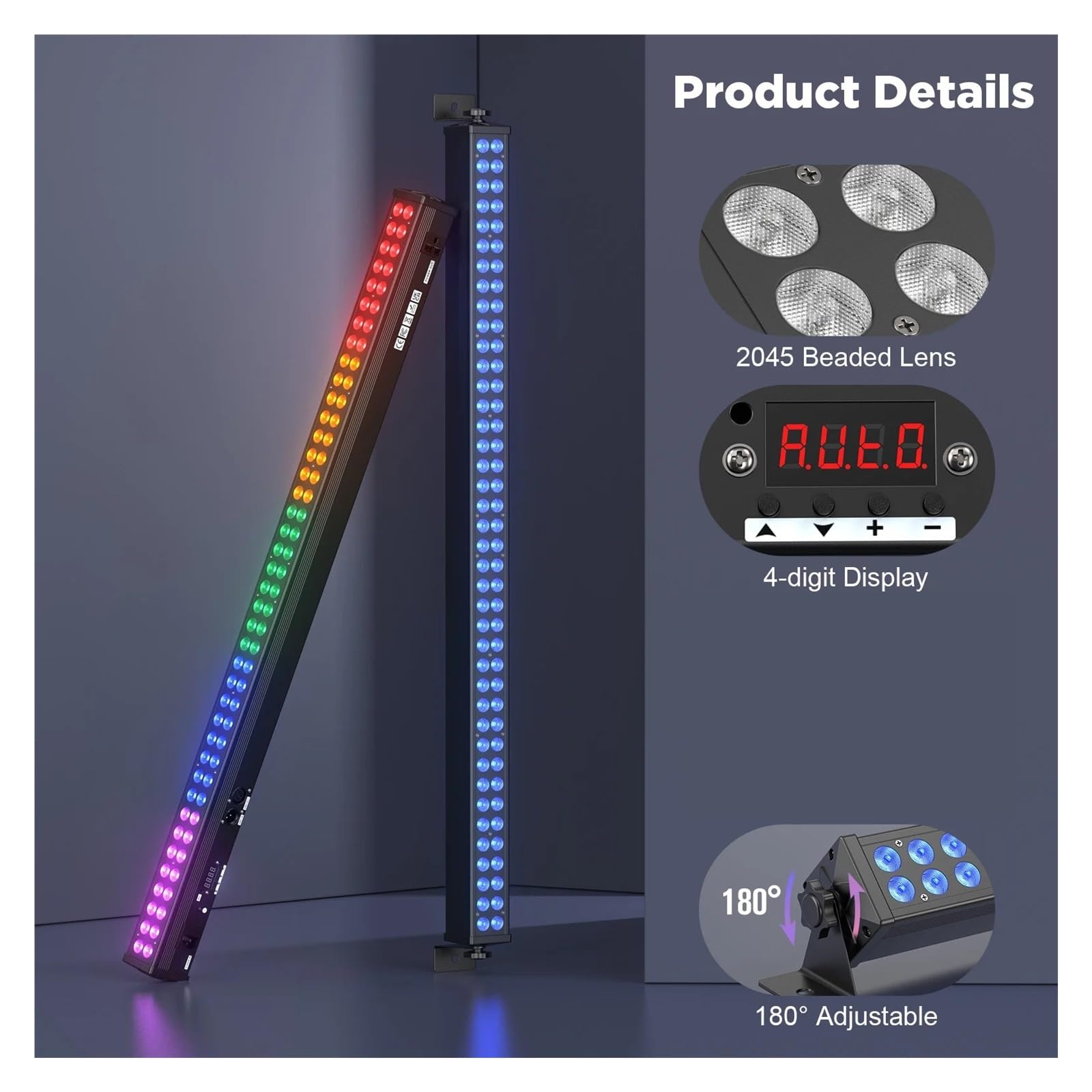 Luz LED RGB, Barra de luces pared 120 W y 80 LED, RGB 3 en 1, x 2, for escenario, for pub, conciertos, fiestas, s
