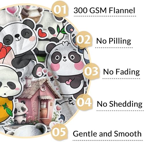 Miniatura 51 de Manta de panda personalizada con nombre, 30 x 40 pulgadas, bonita manta para niños, mantas de felpa suave colorida para sofá, oficina