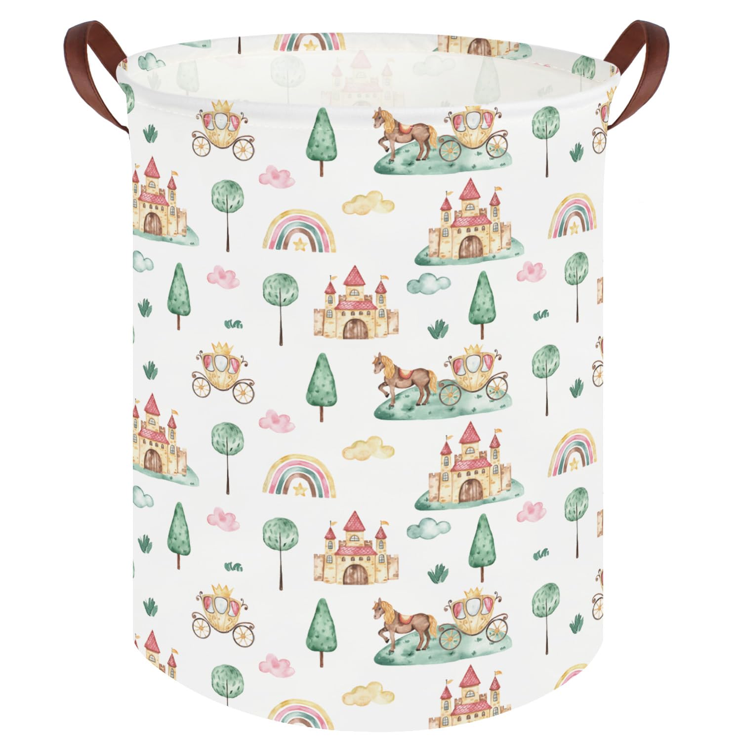 Princess Castle Laundry Basket,Waterproof folding basket with handle,Clothes Organizer Baskets(Carriage
