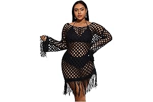 WDIRARA Women's Plus Size Boat Neck Cover Up Dress: Enhance Your Beach...