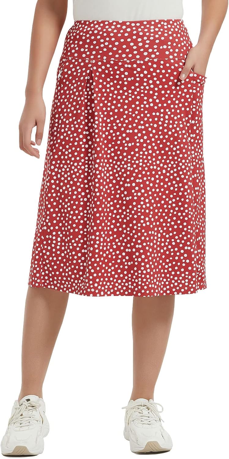 NOOYME 28" Skorts for Women with 3 Pockets Modest Knee Length Athletic Midi Skirts - Image 3