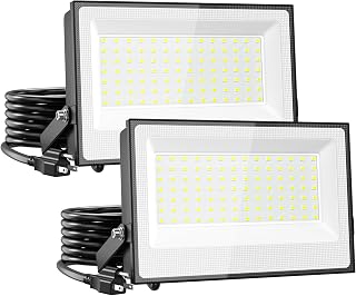 Onforu 120W LED Flood Lights Outdoor 12000LM 6500K Daylight IP66 Waterproof Plug-in 2 Pack