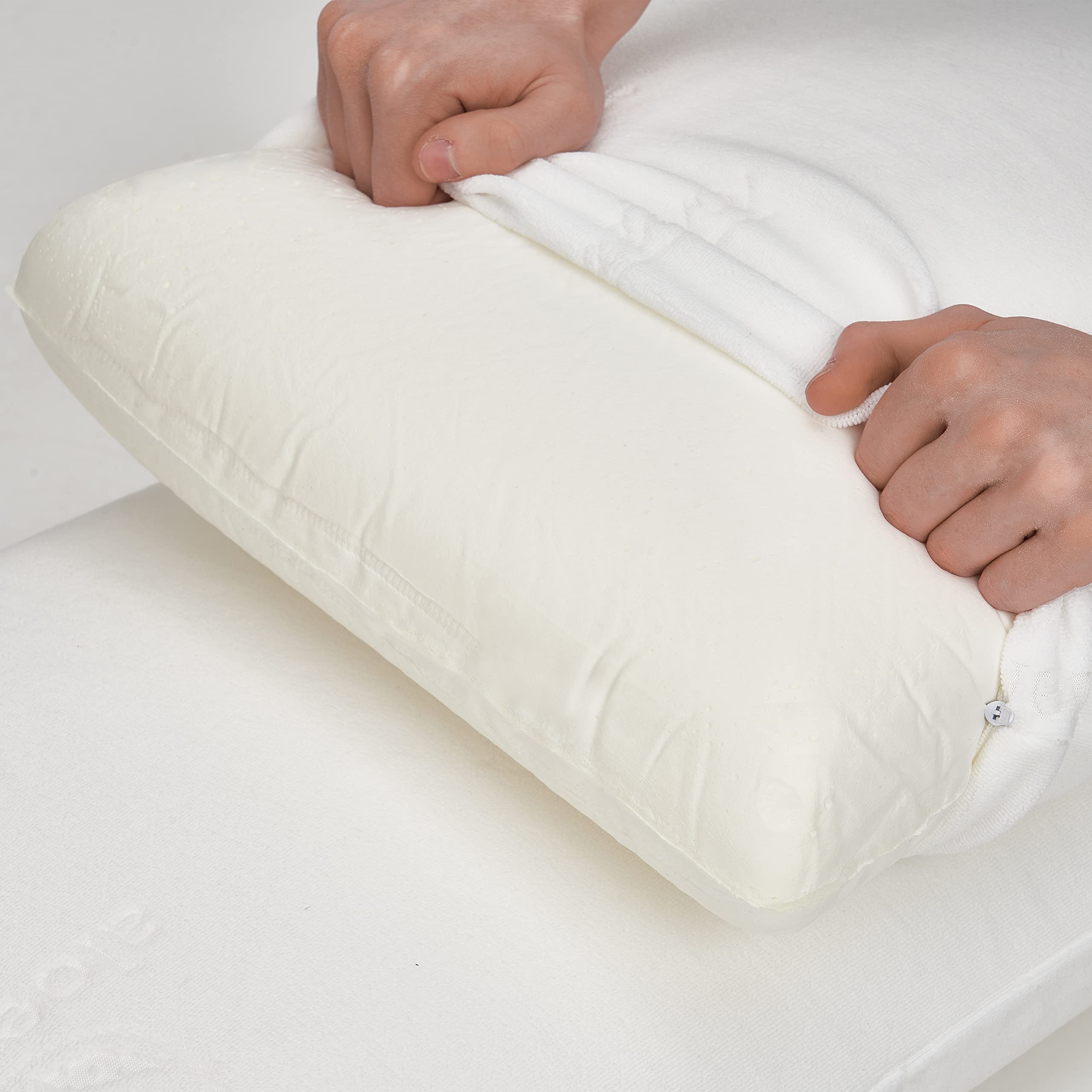 Funda de Almohada Aloe-Vera Sensitive - con Cremallera Lateral -Suave, Transpirable, Ajustable- Funda Protectora de Almohada – Especial Almohadas viscoelásticas. (40x90Cm)
