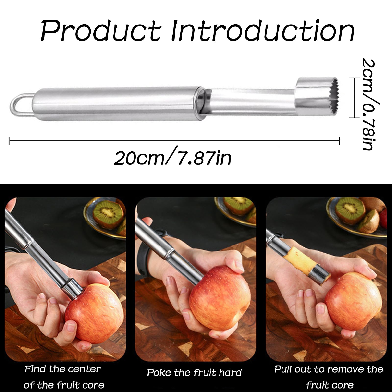 SURALIN 1 Pieza Removedor de Corazón de Manzana, Removedor de Corazón de Manzana en Acero Inoxidable Antideslizante y Inoxidable Adecuado para Manzanas, Peras y Otras Frutas y Verduras