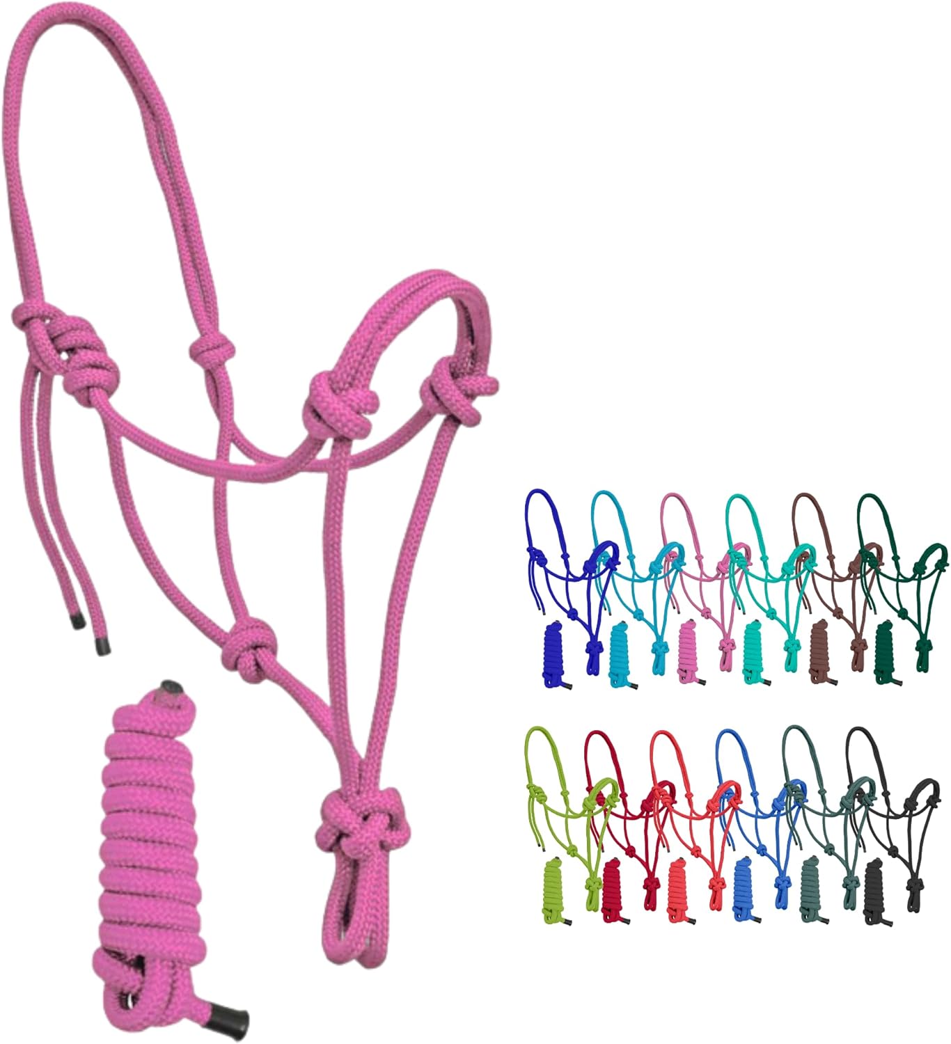 Resistance Plain Nylon Adjustable Rope Halter With Matching 6Ft Lead