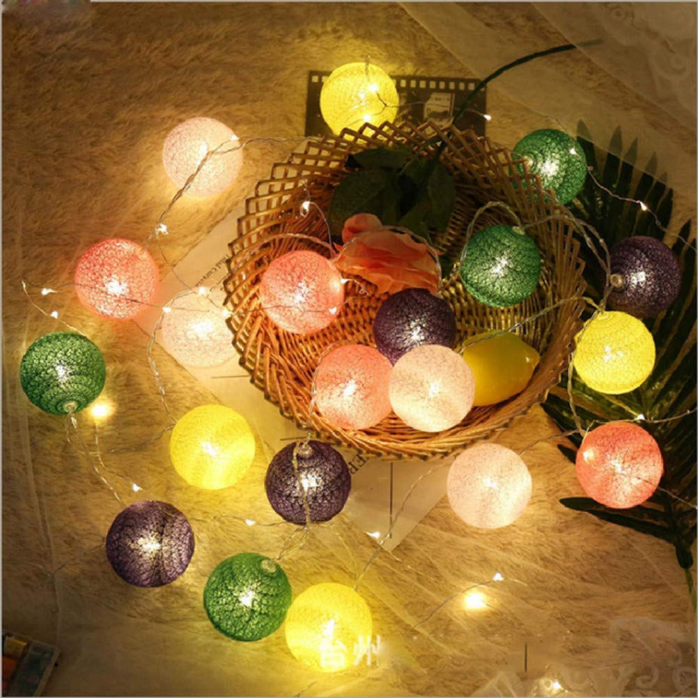 DOTBUY-SHOP LED Cotton Ball String Lights Xmas Fairy Lights Christmas Decoration Battery Operated for Indoor outdoor New Year Holiday Wedding Party Bed Decor Garlands (Green,4.8M/30LED)