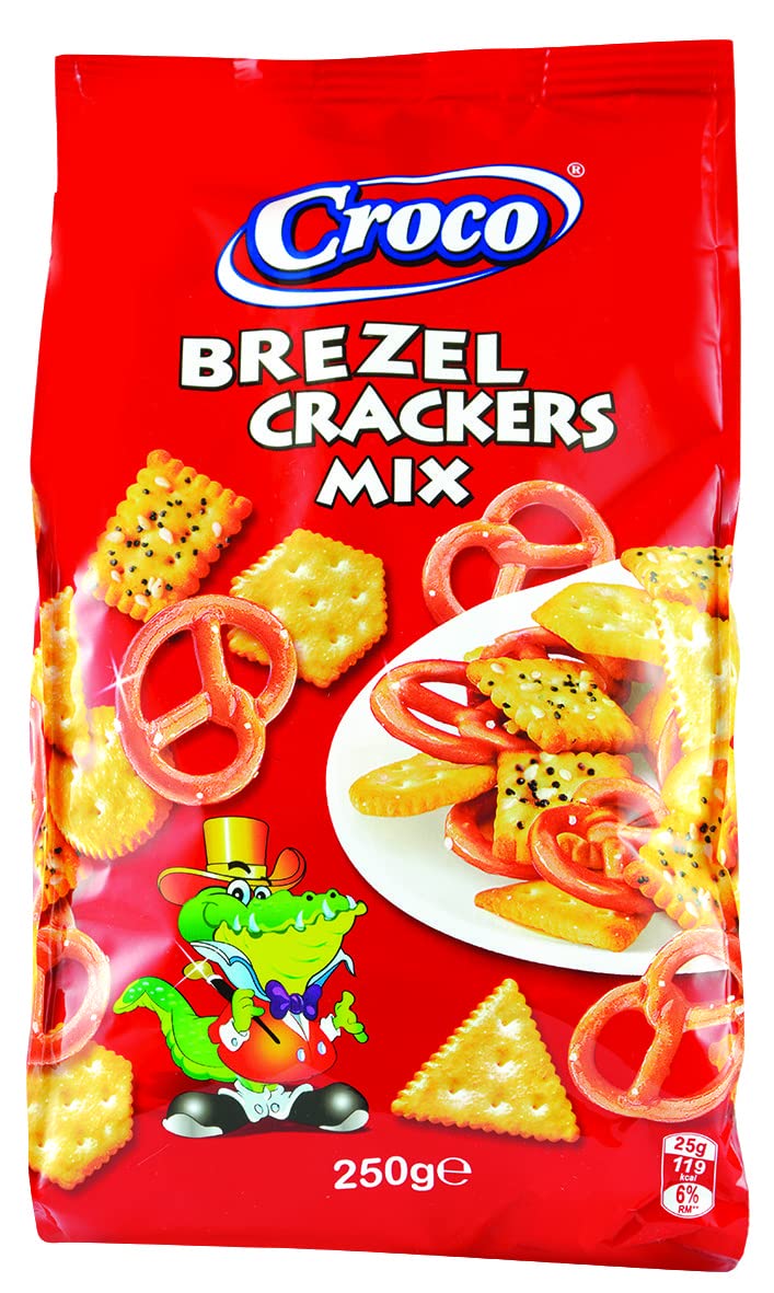 Croco Brezel Mix Crackers 250G | Bagel chips| Pretzels | Snacks | Premium Baked crackers | Imported snacks (Brezel Mix Crackers 250G)