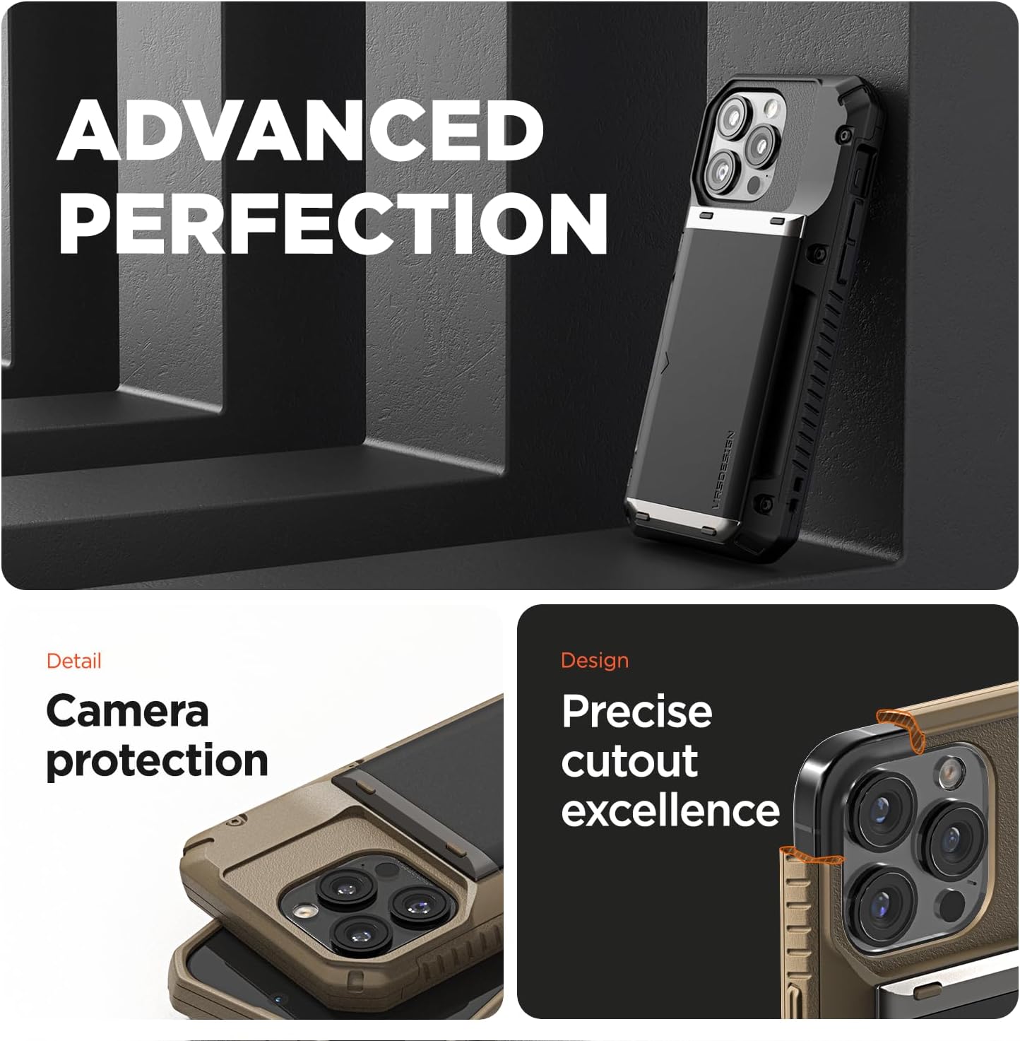 VRS DESIGN Damda Glide Pro Card Holder Case for iPhone 16 Pro Max (2024), Sturdy Semi Auto Card Slot Wallet [4 Cards] Case Designed for iPhone 16 Pro Max (2024) Logo Black - Image 3