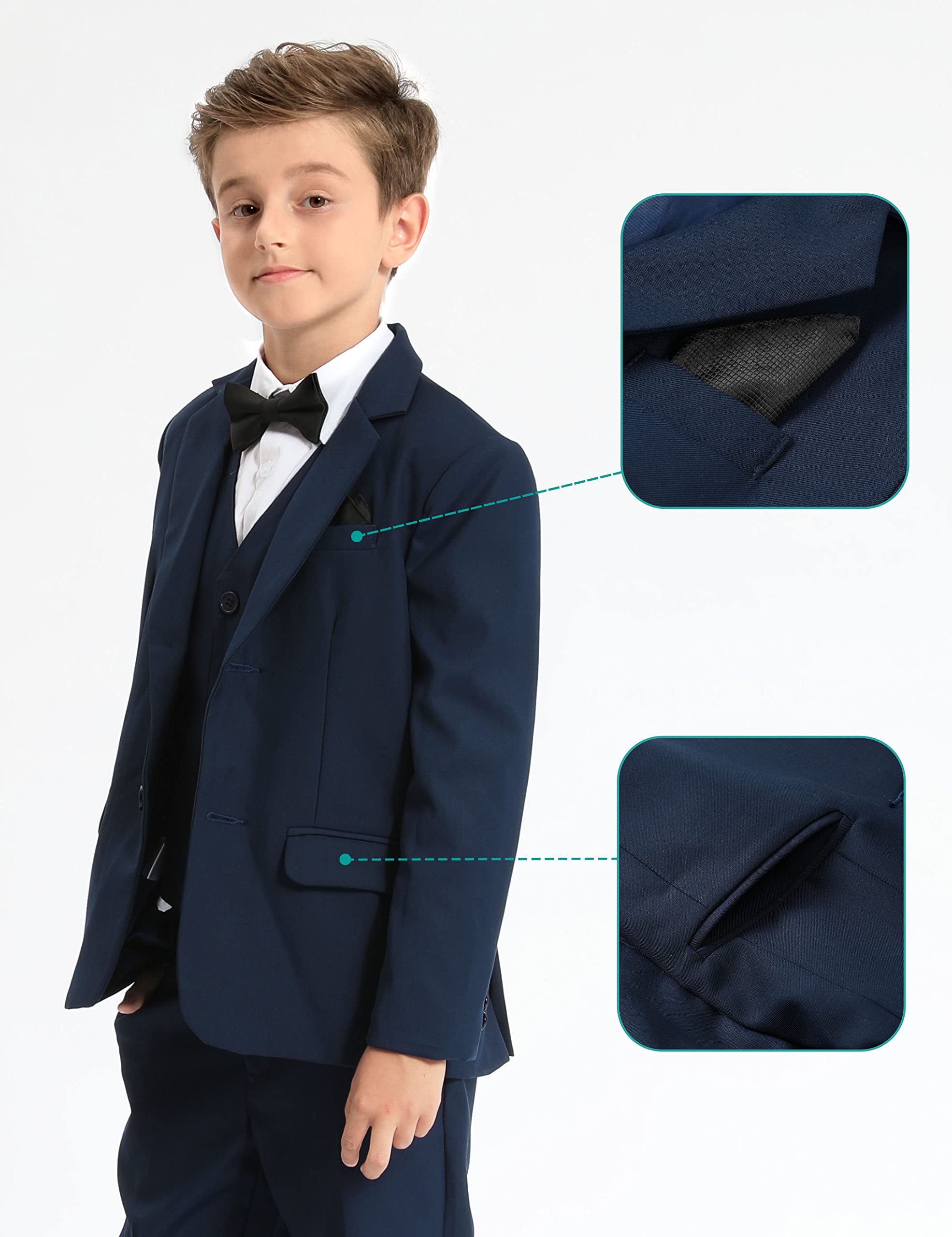 mintgreen Kinderanzug Set Jungen, Hochzeit Outfit Party Formaler Pagen-Smoking, Dunkle Marine, 11-12 Jahre, Tag 12