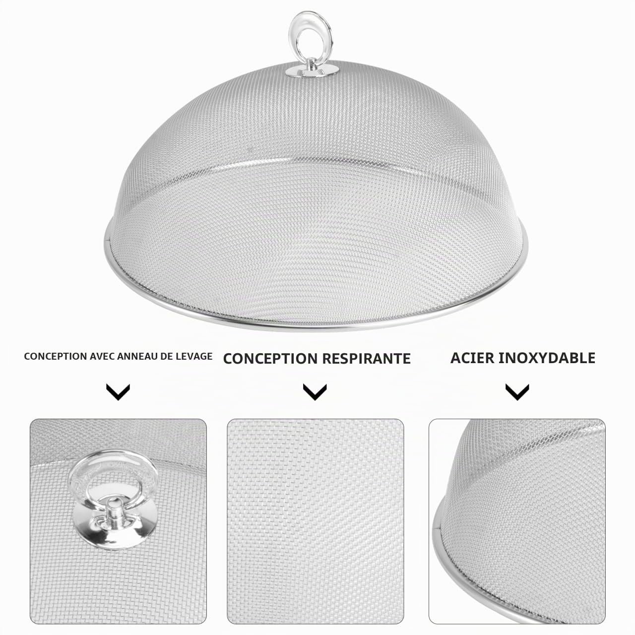 UPKOCH Cloche Alimentaire Pliable En Acier Inoxydable - Couvercle Alimentaire Anti Insectes - Circulaire 30 Cm Pour Maison, Et Camping
