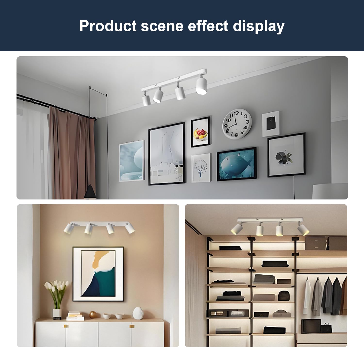 4 Lámpara GU10 Techo Focos, Iluminación ángulo Orientables LED Rectangular Focos de Pared, incl. 4x5W GU10 430LM Blanco Cálido 3000K Bombilla, Puede Montarse en el Techo o en la Pared