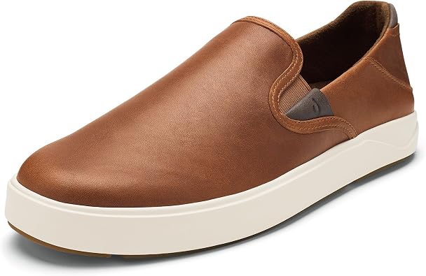 OluKai Mens Laeahi ILI Slip On Leather Shoes with Wet Grip Sole