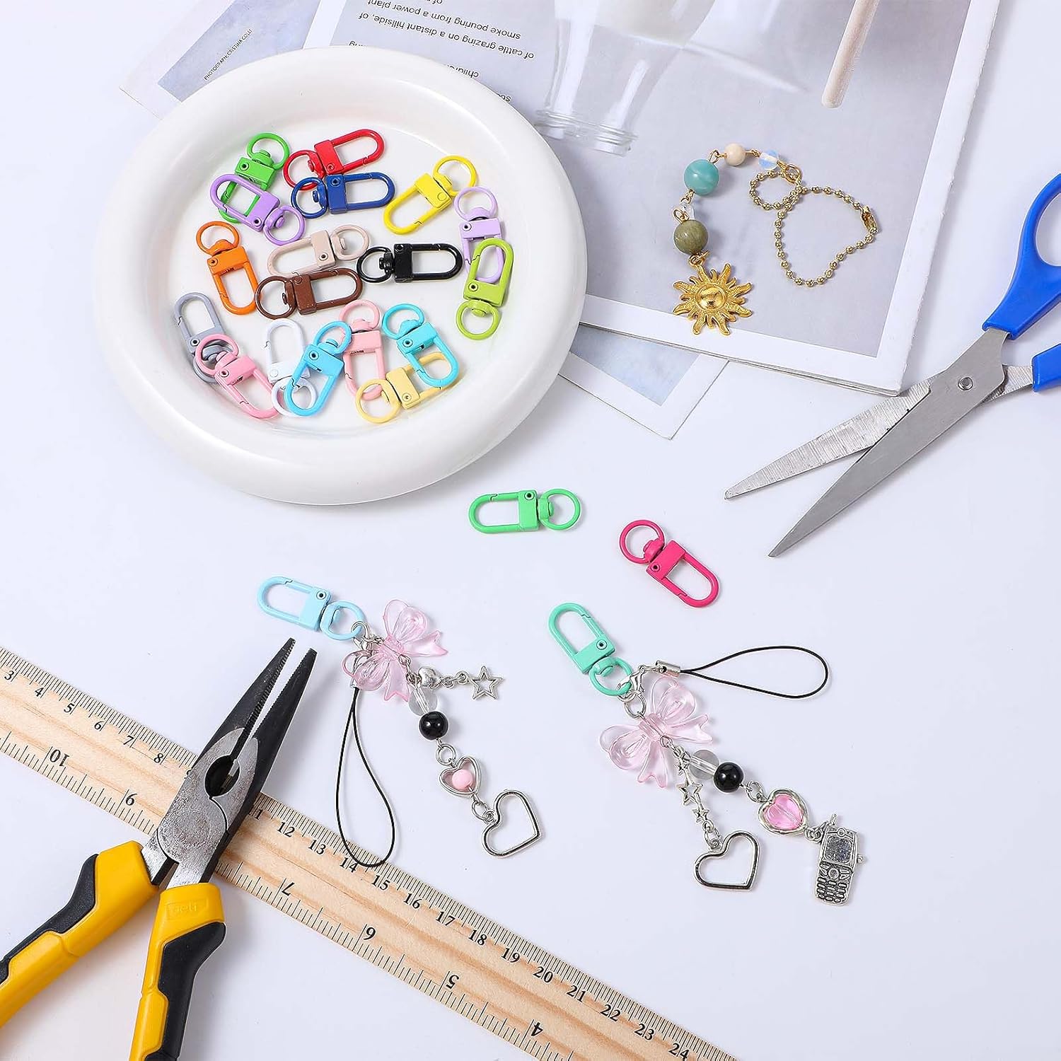 44 Pcs Colorful Lobster Claw Clasps, Colorful Metal Swivel Snap Hooks Swivel Lanyards Trigger Snap Hooks Strap for Key Chains Jewelry Making DIY Crafts Bag Charms Connectors - Image 2