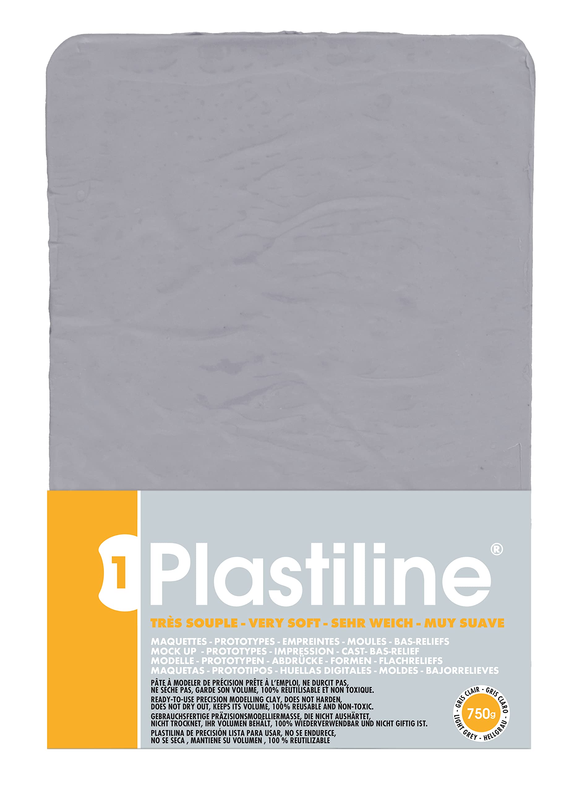 Plastiline 7640T gris clair très souple dureté 1 plaque de 750g pour moulage et modelage haute précision