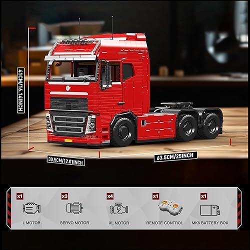 Miniatura 7 de Mould King Kit de bloques de camión tractor 19005, juego de bloques de construcción MOC para construir, regalo para niños a partir de 8 años +