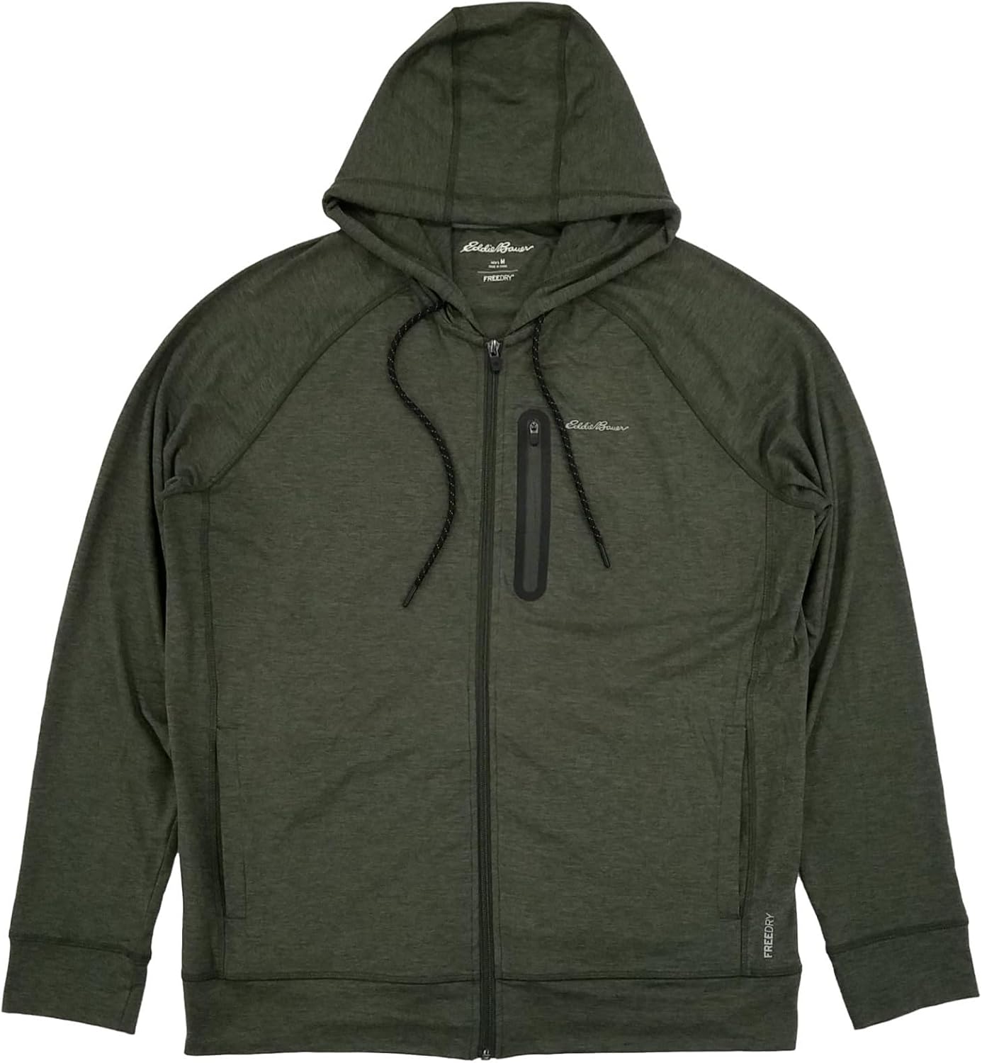 Eddie Bauer Mens Fade Olive Green Resolution Tech Full Zip Hoodie