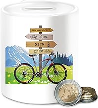 Money Box - Cycling - Bicycle Gift Cyclist Personalised with Desired Text I Bicycle Tour Mountains I Cyclist Gifts Bicycle Fans I Bike Fans - One Size - White