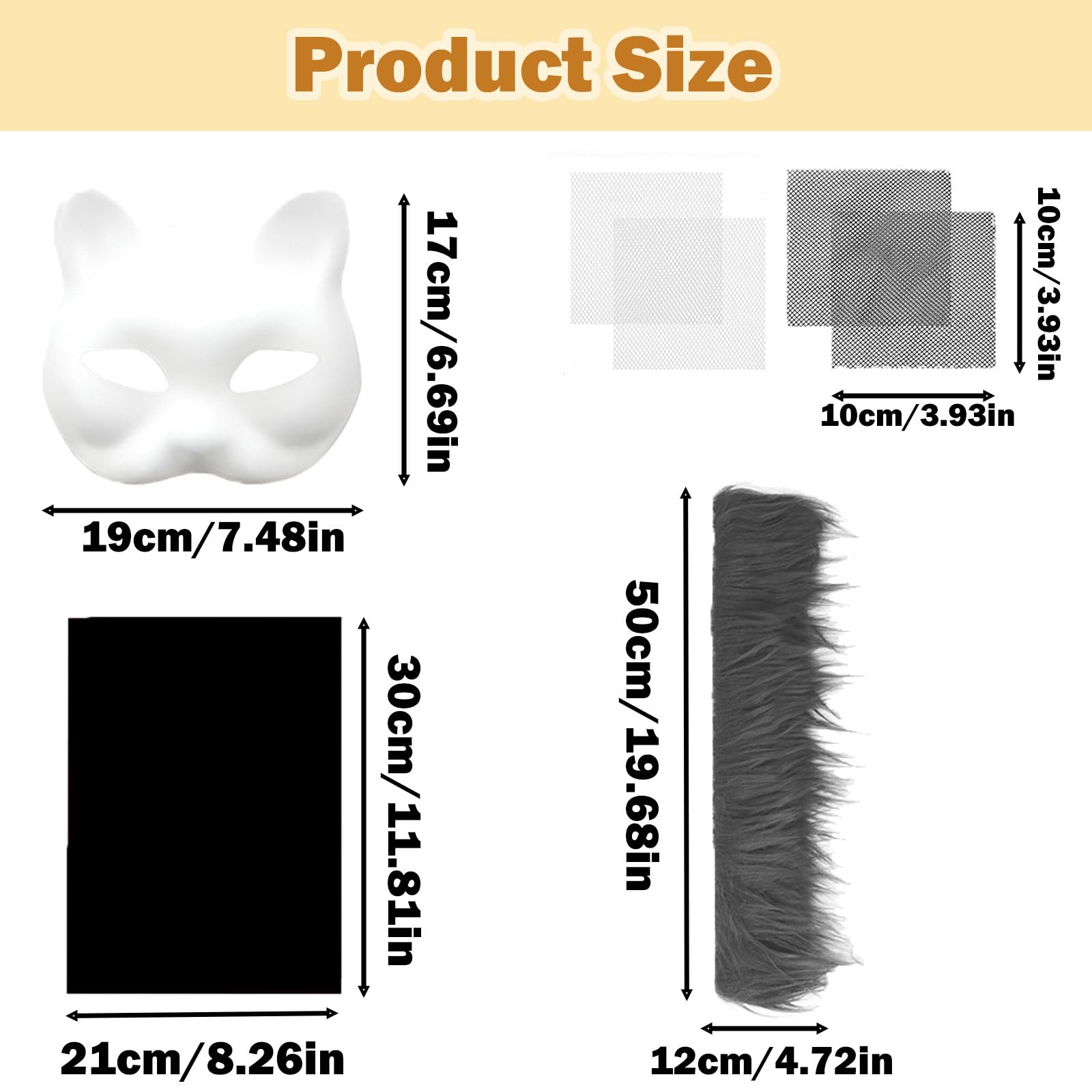 Gestaltung Durch Malerei Oder Collage Maski dla samotnych kotów, 6 szt | Zestaw masek dla kota DIY z łatwością stwórz własną maskę, na Halloween, maskaradę, odgrywanie ról