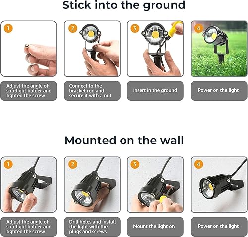 Miniatura 4 de HANNAHONG Foco para exteriores de 5 W AC120V, luz LED COB blanca cálida para paisaje, interior y exterior, bandera de casa, patio, árbol, jardín,