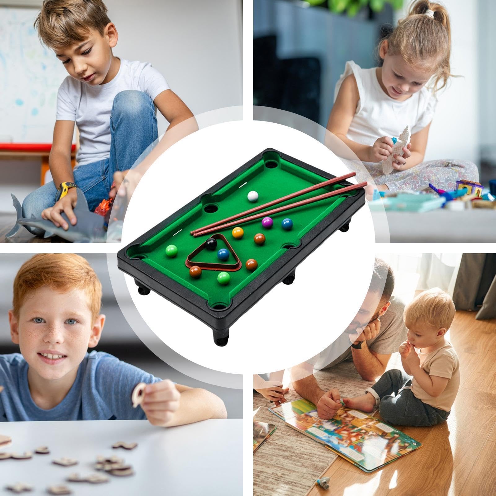 Mini jeu de billard – Jeu de billard portable, kit de sport portable | Planche de bureau compacte pour , débutants, maison, salle de classe, fête, activité, voyage, jeu, renforcement des