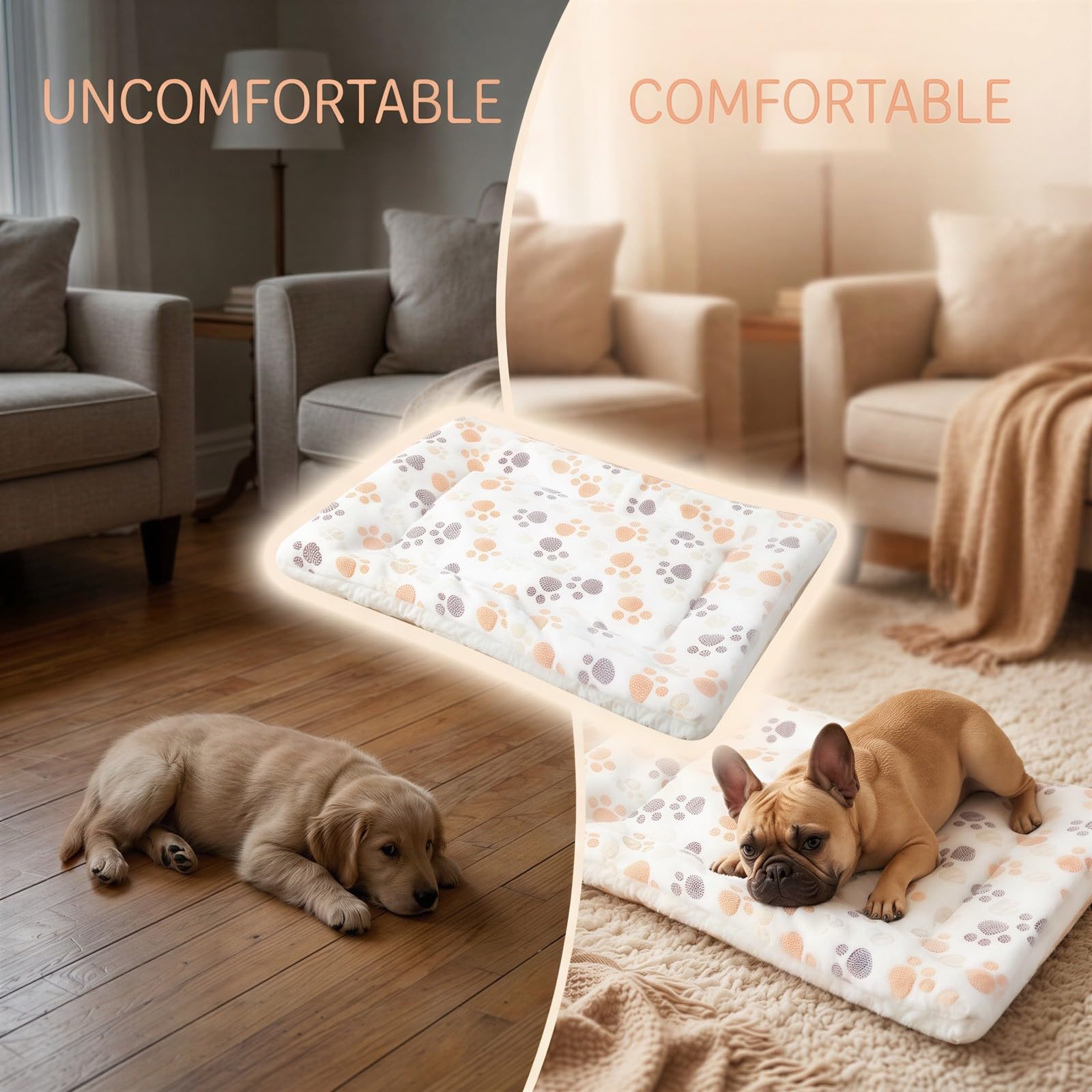 Couvertures pour Animaux, couvertures pour Panier Chien, en Polaire épaisse Double Face, Tapis réversible matelassé à Empreinte de Patte pour Grands Chiens de 25 kg Maximum, Couchage Doux pour Cage