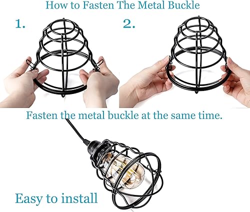 Miniatura 7 de Asnxcju Lámpara colgante industrial enchufable, lámpara colgante vintage con cable de enchufe, iluminación colgante E26 E27 Edison con interruptor